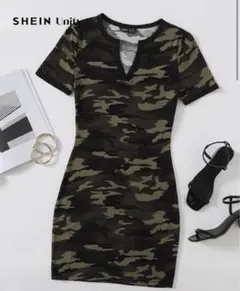 SHEIN 迷彩柄 ミニワンピース 半袖のサムネイル