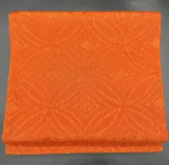 名古屋帯 洒落帯　高級　♢ 正絹　膨れ織　七宝柄　オレンジ系　346