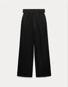 ブラック ワイドレッグパンツ