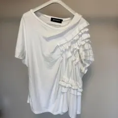 gomme フリル付きホワイトTシャツ 半袖のサムネイル
