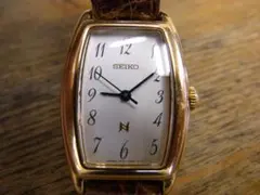 新品電池】 SEIKO ノイエ 青針 スクエア トノー型 ゴールド レディース