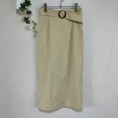 RA-TON ベルト付き　バックスリット　ロングスカート　ライトベージュ