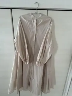 earth 100%コットン 長袖シャツ ベージュ シャツワンピース