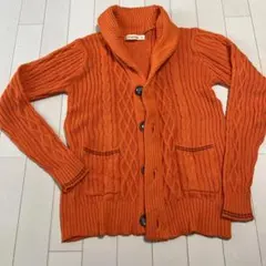 Confirm ショールカラー カーディガン オレンジ Mサイズ