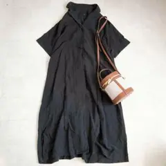 【JOURNAL STANDARD】リネン(麻)混　シャツワンピース/黒