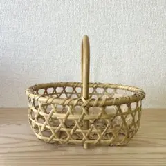 青森県 根曲竹 手付きかご 小
