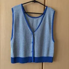 ニコアンド 2Way柄ショートベスト 青 ブルーのサムネイル