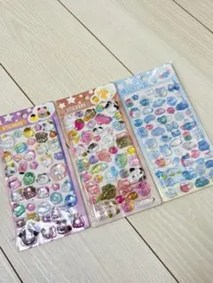 ぷっくりシール 3枚セット 動物 キャラクター　おばけ　硬いシール