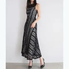 AMBIENT アンビエント ジャージーレースフレア マキシワンピース　黒