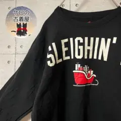 ヘインズ クリスマス プレゼント スウェット トレーナー S ブラック US古着