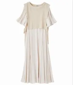 ココディール　ショートベスト×バルーンスリーブフレアワンピースセット