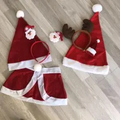 サンタ衣装セット 赤白 鹿の角付き