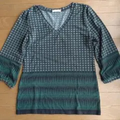 カットソー グリーン系 七分袖 ベルメゾン