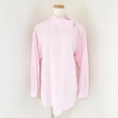 MIRKO BERTOLA ピンク 長袖シャツ ストライプ デザイン襟 変形襟
