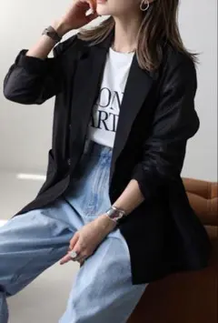 【完売品】Bonjour Sagan シアーワッシャーテーラードジャケット 黒