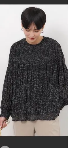 オペークドットクリップ　マジョリカプリーツブラウス　シフォンブラース