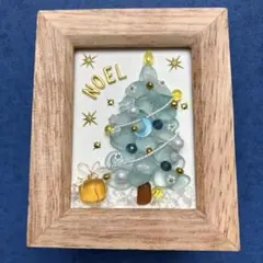 シーグラスアート 青いクリスマスツリーとプレゼントꕤ.·*.