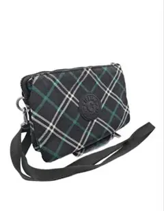 Kipling キプリング チェック柄 ショルダーバッグ ナイロン 黒 緑のサムネイル