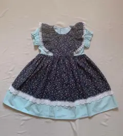 ハンドメイド 花柄 フリル付き ワンピース