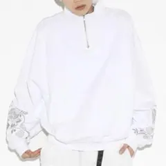 【人気】LEGENDA レジェンダ ハーフジップトレーナー 花柄 ローズ 刺繍