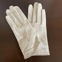 アイボリー レザー手袋 シンプルデザイン