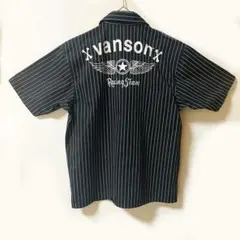 ほぼ新品✨ バンソン VANSON 半袖 ストライプ シャツ バックプリントのサムネイル