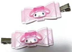 マイメロディ 前髪クリップ 2個セット ピンク リボン