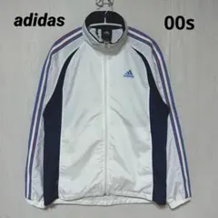 00s adidas アディダス ウインドブレーカー ジャケット 白/紺 S