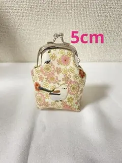 【ハンドメイド】シマエナガ柄 がま口ポーチ