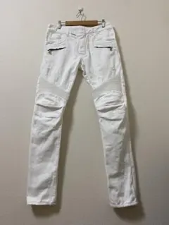 BALMAIN PARIS biker denim white 蛇腹 29のサムネイル