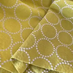 (新色）刺繍生地【70㎝×50㎝】サークル柄　コットンリネン　タンバリン柄