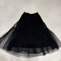 黒 チュール フレアロングスカート