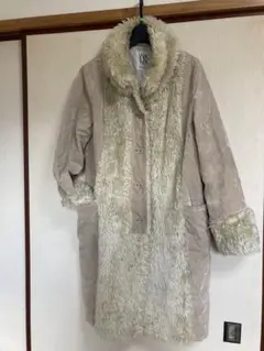MICHEL KLEIN ベージュファー風ロングコート 38