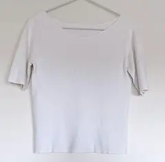 【美品】オペークドットクリップ Vネックカットソー　ホワイト　Sのサムネイル