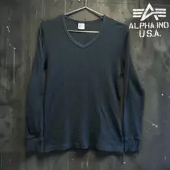 "ALPHA INDUSTRIESアルファ"ワッフルVネック 長袖カットソー Lのサムネイル