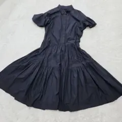 美品✨EPOCA シルク コットン シャツワンピース マキシ丈 ジップ 黒 40