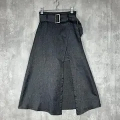 リゼクシー レイヤード　ラップ　フレア　スカート グレー　パンツ　スリット