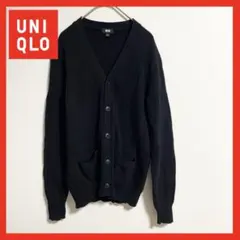 【美品】　UNIQLO プレミアムラムVネックカーディガン　黒　ブラック　S
