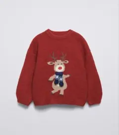 ZARA ザラ クリスマスニット トナカイ 赤 98サイズ ホリデーニット