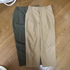 GUパンツ2本サイズL ベージュ&モスグリーン