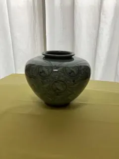 名品】韓国現代陶芸 白磁鉄画鳳凰文壺 シンド作 鉄砂 李朝写 飾壺