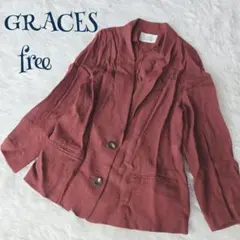 【GRACES】麻混 薄手 透け感 テーラードジャケット free カジュアルのサムネイル