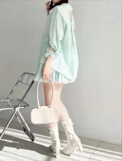 dazzlin バックリボンオーバーシャツ イレヘムシャツミニスカート ミントのサムネイル