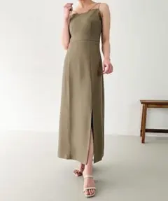 JUNOAH 胸元デザインタイトロングキャミワンピース