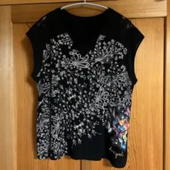 デシグアル　トップス　Tシャツ　フレンチスリーブ　レース切替　XL ブラックのサムネイル