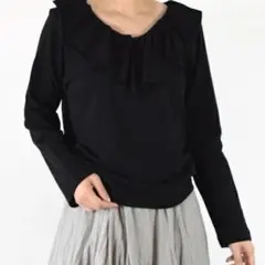 mizuiro ind フリルカラーロングスリーブプルオーバー ブラック F