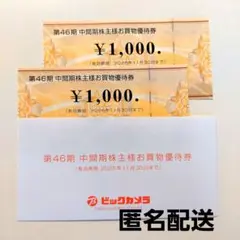 ビックカメラ 株主優待券 2000円　匿名配送