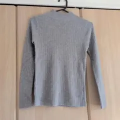 ハイネックニット リブニット トップス ニットセーター ハイネック グレー