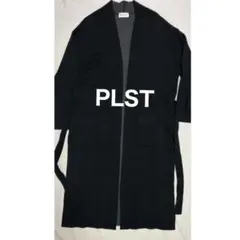 PLST プラステ　ロングカーディガン　ニット　ブラック　M 紐付き