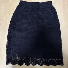 UNIQLO 花柄レース タイトスカート ネイビー 紺 M 刺繍　ユニクロ